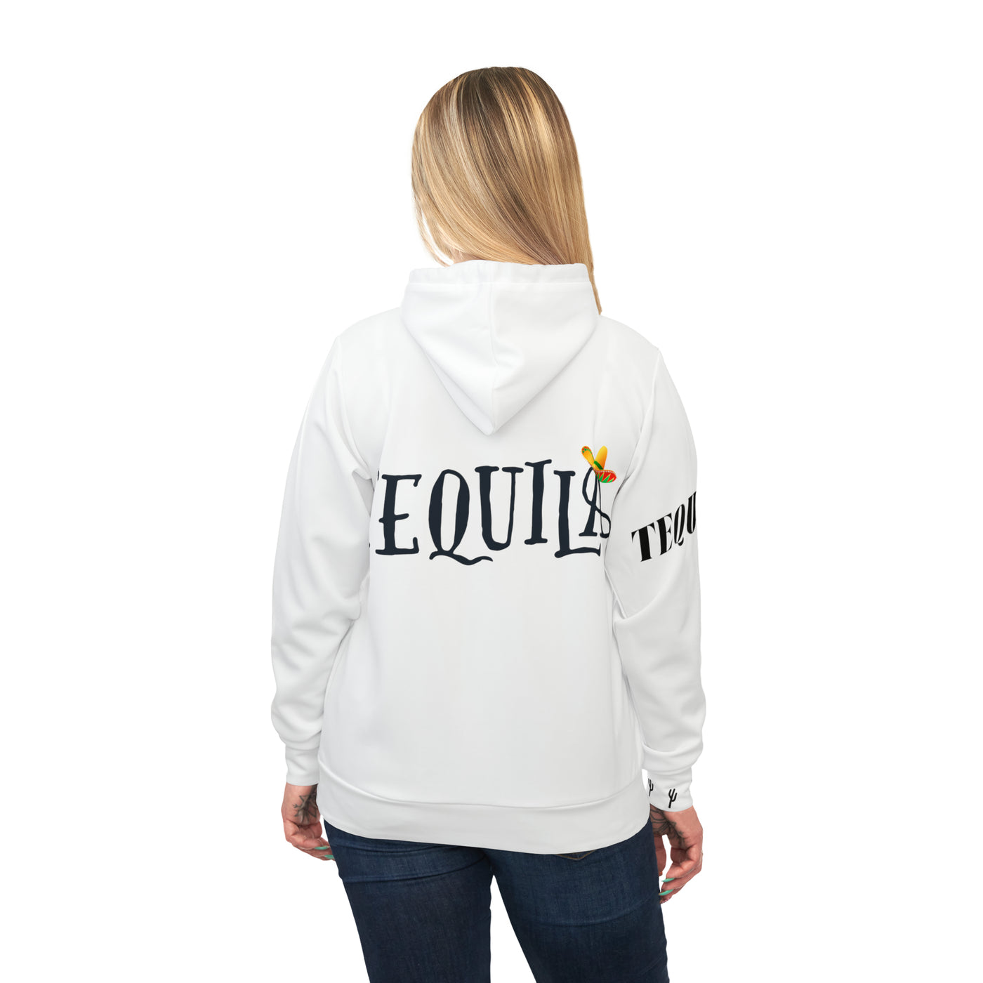 TEQUILA VIBES White Unisex Athletic Hoodie (AOP)