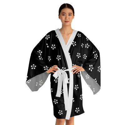White Floral Bliss Long Sleeve Kimono Robe (AOP)