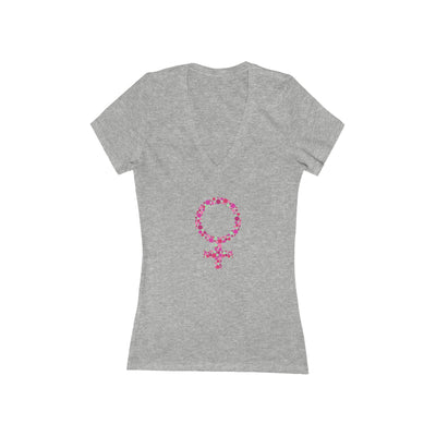 GODDESS Women's Jersey Short Sleeve Deep V-Neck Tee