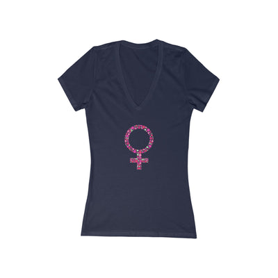 GODDESS Women's Jersey Short Sleeve Deep V-Neck Tee