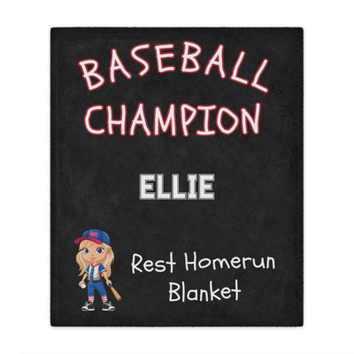 Personalizable Plush Blanket: BASEBALL CHAMPION REST HOMERUN BLANKET - 50x60in