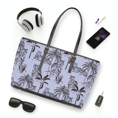 SWEET BLUE JUNGLE PU Leather Shoulder Weekender Tote Bag