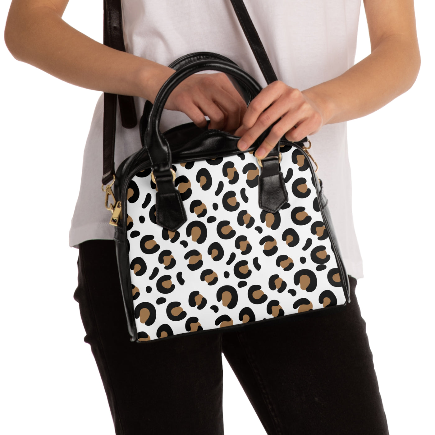 WHITE LEOPARD Shoulder Handbag
