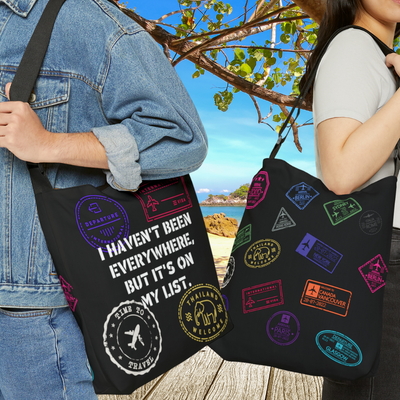 I HAVEN'T BEEN EVERYWHERE - TRAVEL LIST  Adjustable Tote Bag (AOP)