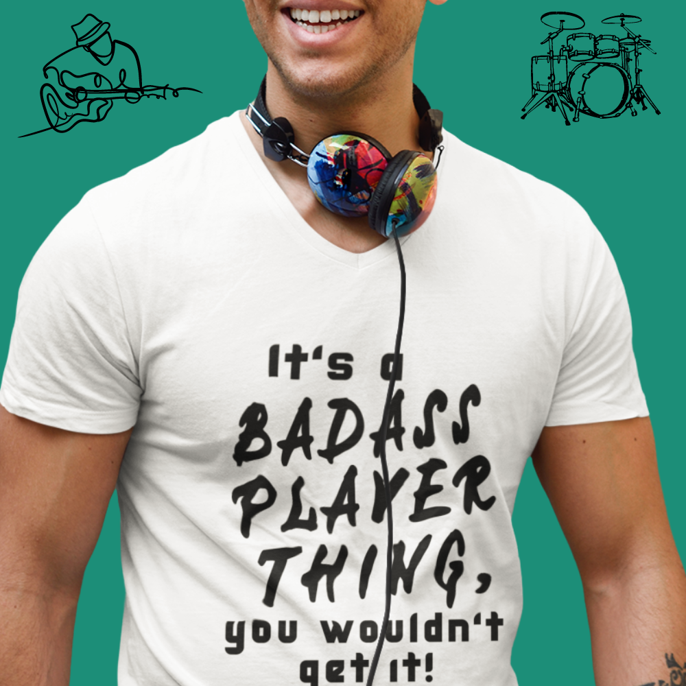 BADASS PLAYER THING Unisex Jersey Short Sleeve V-Neck Tee