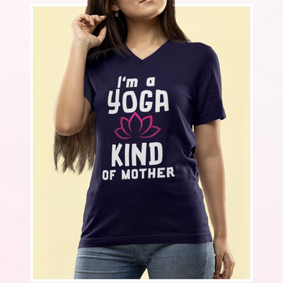 YOGA MOM VIBES Jersey Short Sleeve V-Neck Tee