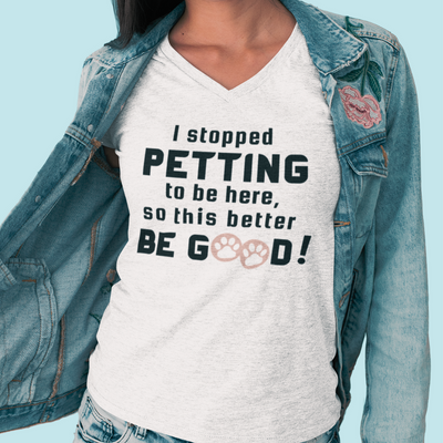 PET PAUSE Unisex Jersey Short Sleeve V-Neck Tee