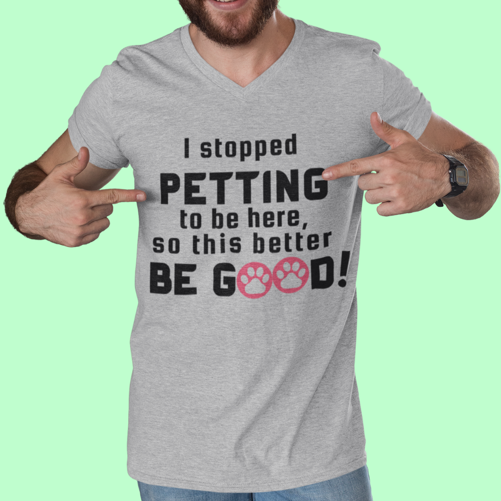 PET PAUSE Unisex Jersey Short Sleeve V-Neck Tee