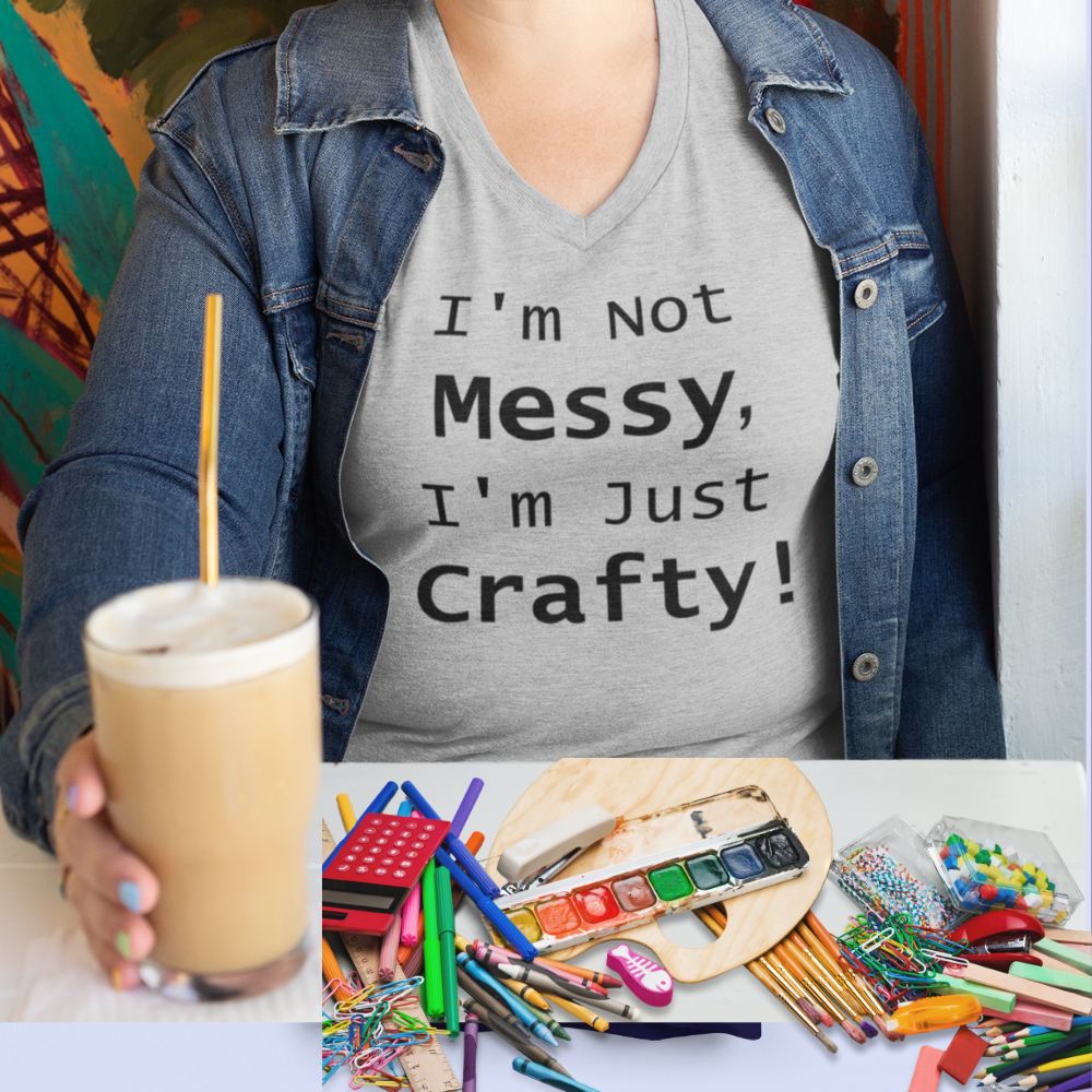 CRAFTY CHAOS Unisex Jersey Short Sleeve V-Neck Tee