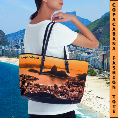 SUNSET OF COPACABANA PU Leather Shoulder Weekender Tote Bag