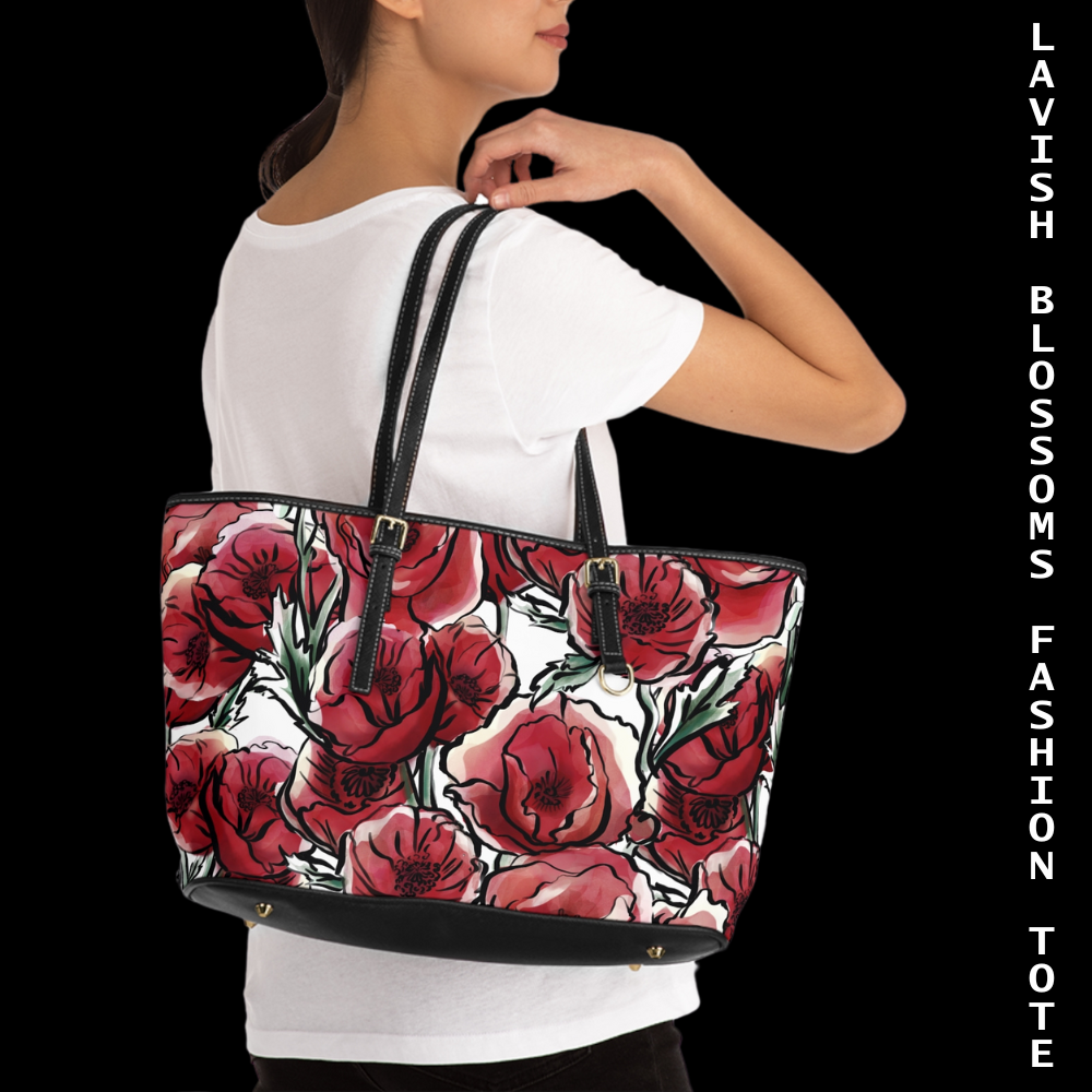 LAVISH BLOSSOMS PU Leather Shoulder Weekender Tote Bag