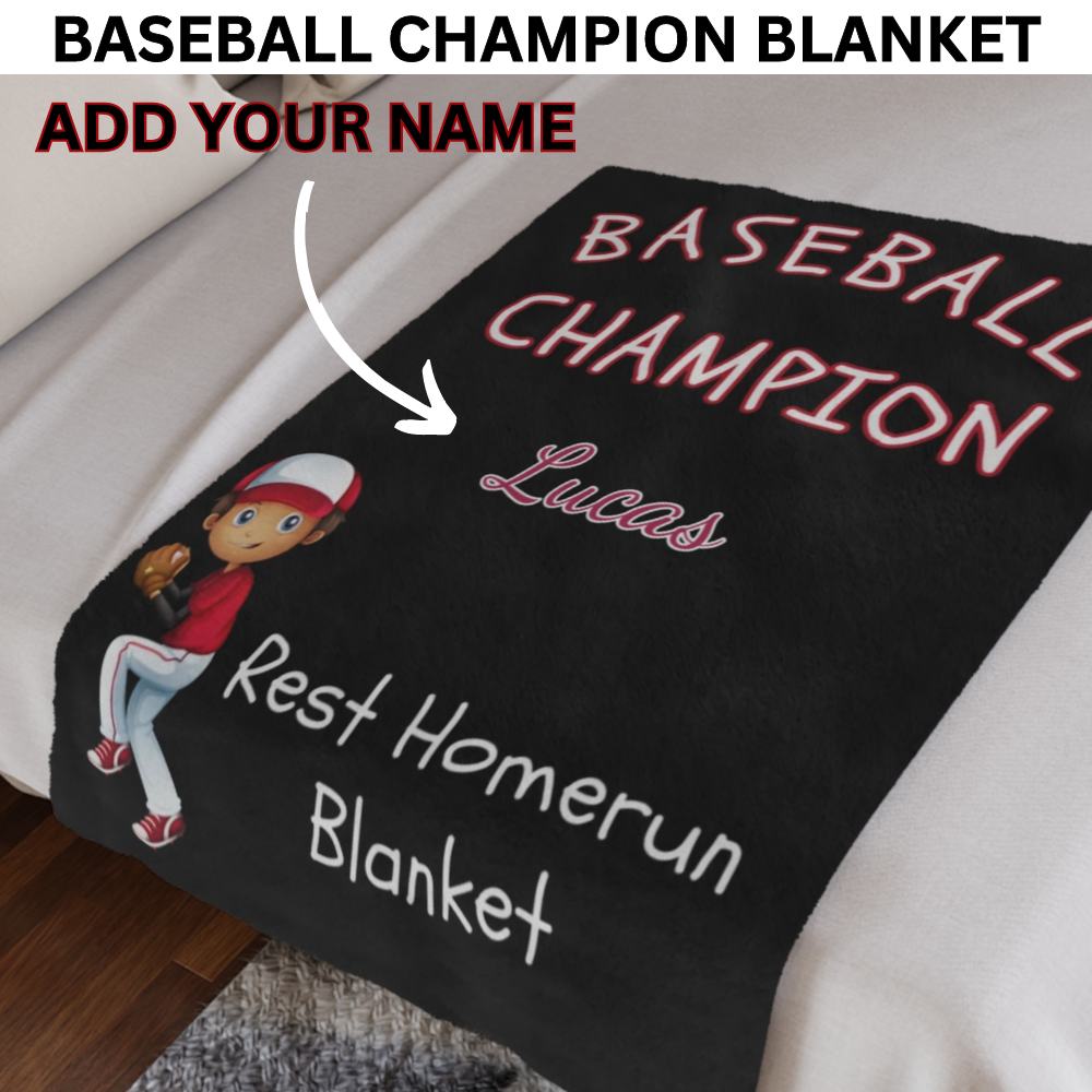 Personalizable Plush Blanket: BASEBALL CHAMPION REST HOMERUN BLANKET - 30x40in