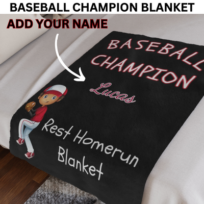 Personalizable Plush Blanket: BASEBALL CHAMPION REST HOMERUN BLANKET - 30x40in
