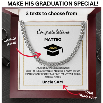 TIMELESS TRIBUTE FOR HIS GRADUATION Cuban Link Chain - Luxury Box