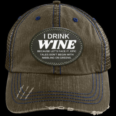 WINE TALES Distressed Unstructured Trucker Cap