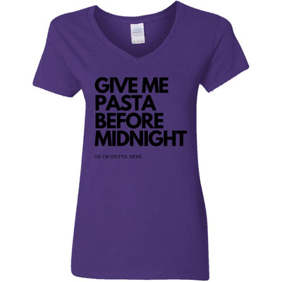 PASTA LOVER'S ESCAPE Ladies' V-Neck T-Shirt: Before Midnight Edition