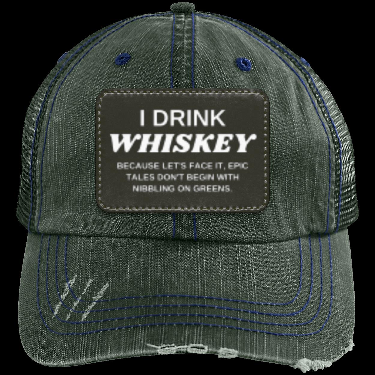WHISKEY CHRONICLES Distressed Unstructured Trucker Cap