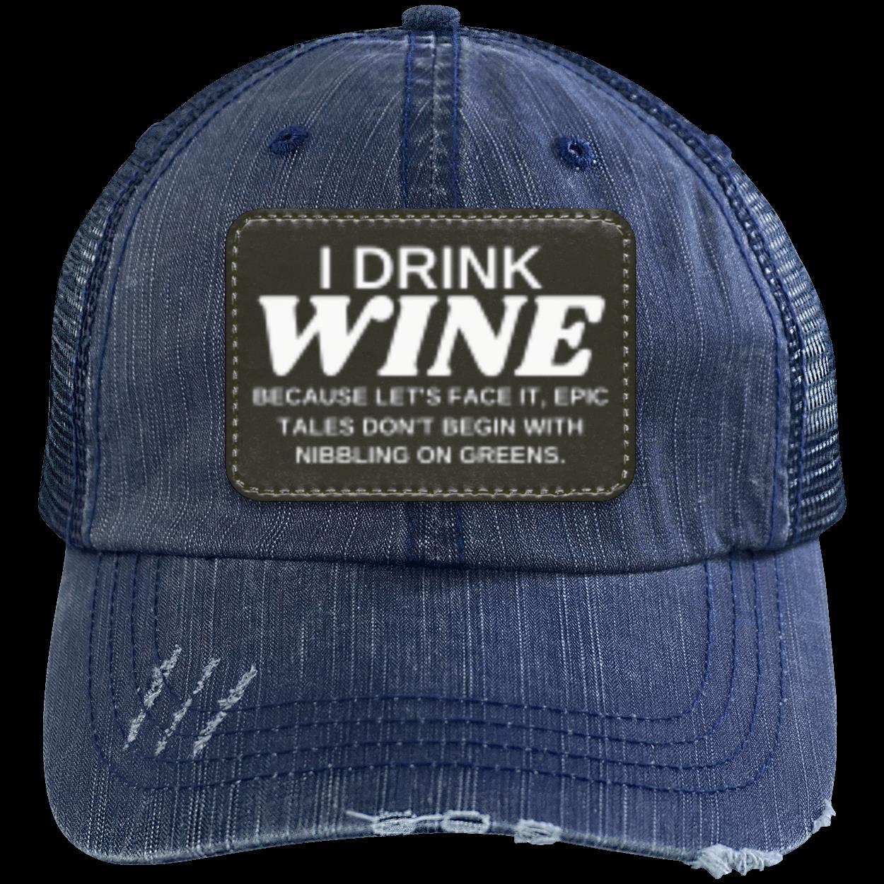 WINE TALES Distressed Unstructured Trucker Cap