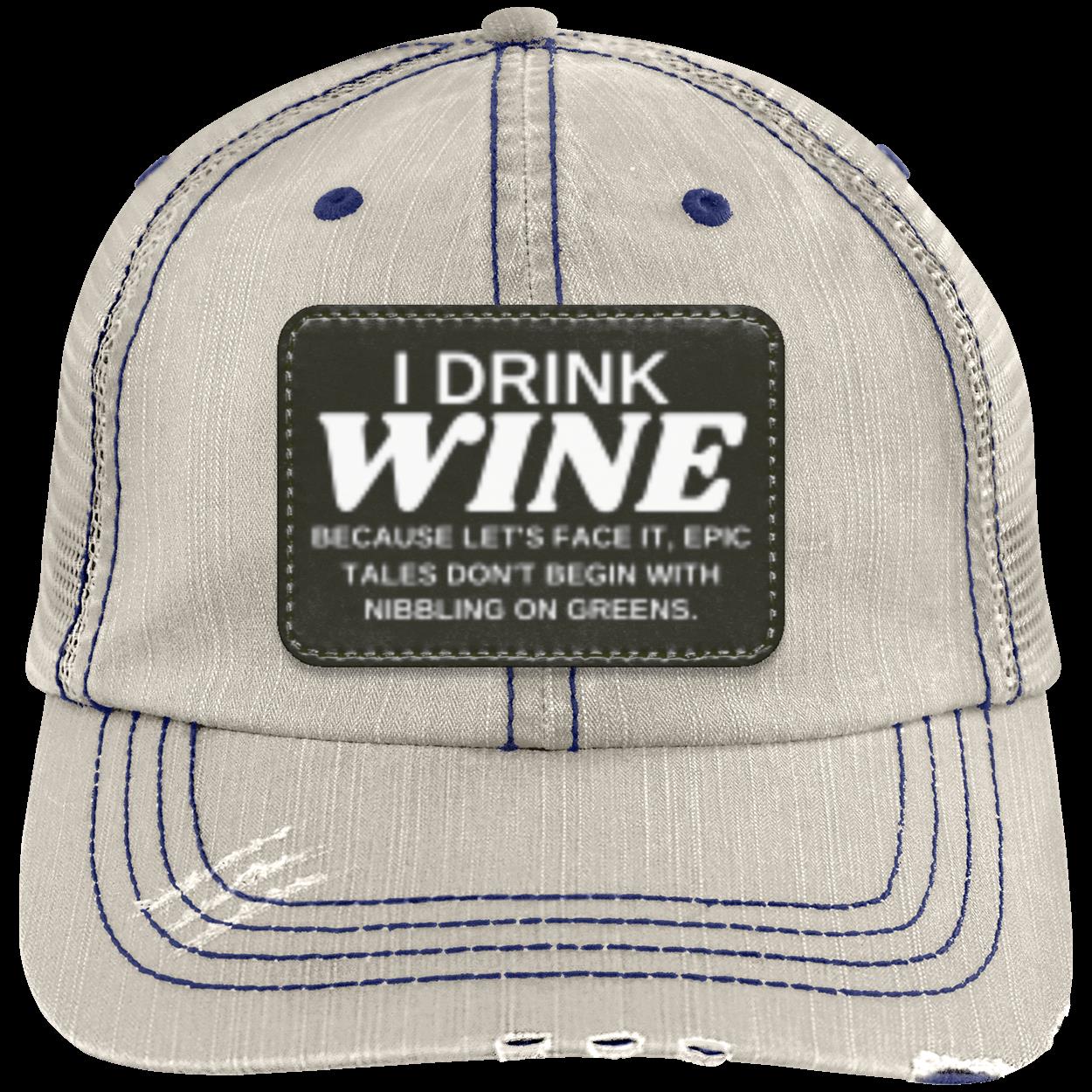 WINE TALES Distressed Unstructured Trucker Cap