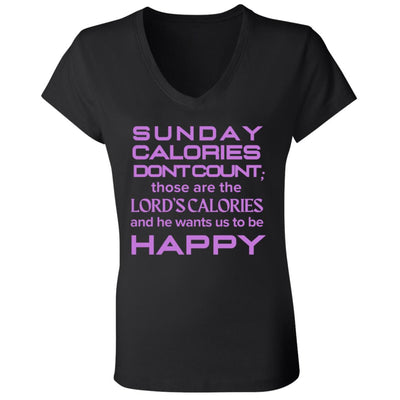 SUNDAY CALORIES Ladies' Jersey V-Neck T-Shirt