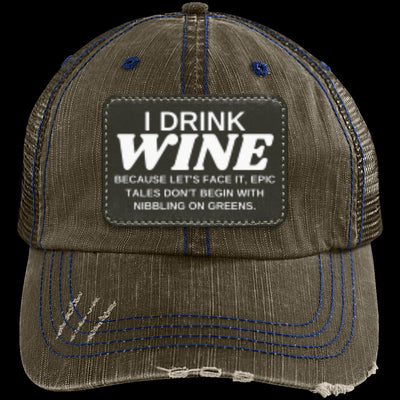 WINE TALES Distressed Unstructured Trucker Cap