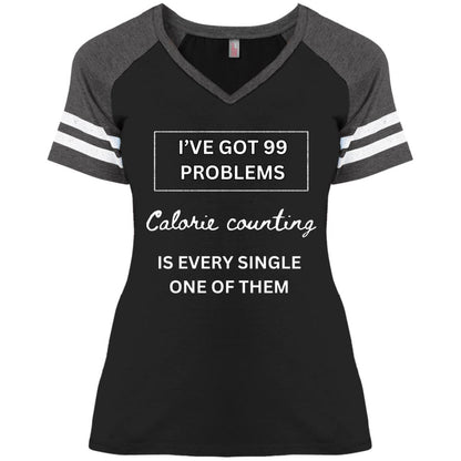Calorie Counting Chronicles Ladies Dark Game V-neck Tee