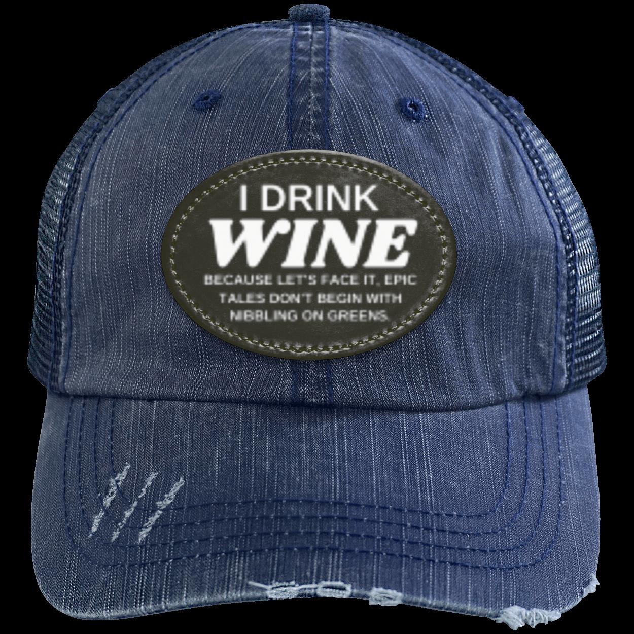 WINE TALES Distressed Unstructured Trucker Cap