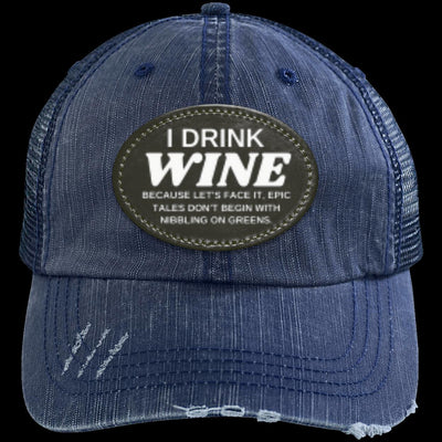 WINE TALES Distressed Unstructured Trucker Cap