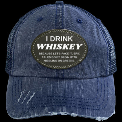 WHISKEY CHRONICLES Distressed Unstructured Trucker Cap