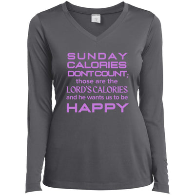 SUNDAY CALORIES Ladies’ Long Sleeve Performance V-Neck Tee