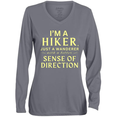 WANDERLUST CHIC Ladies' Moisture-Wicking Long Sleeve V-Neck Tee