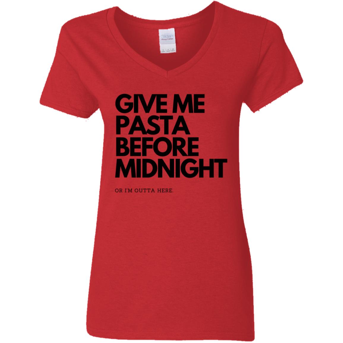 PASTA LOVER'S ESCAPE Ladies' V-Neck T-Shirt: Before Midnight Edition