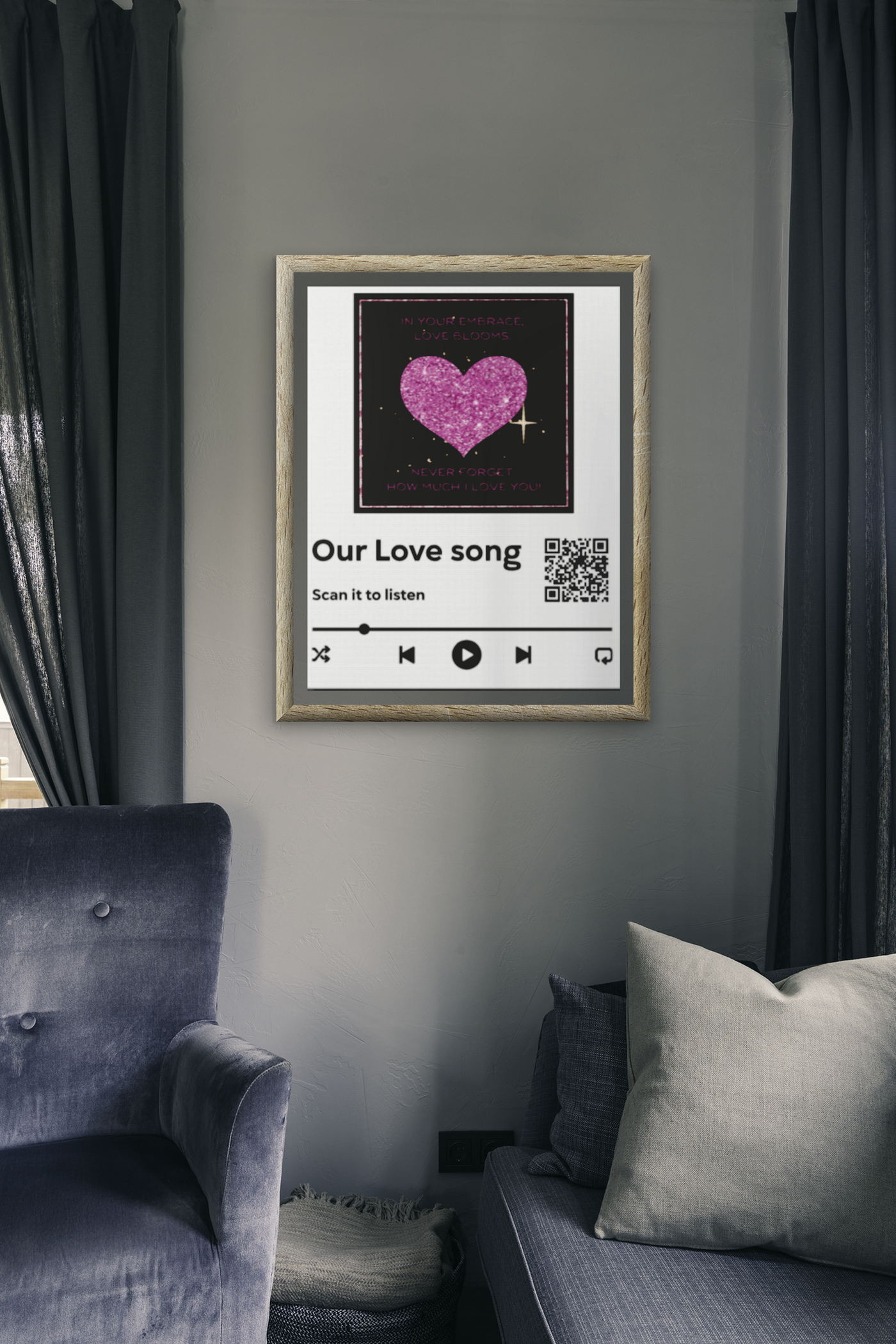 Fully custom Canvas Wraps, Vertical Frame - Upload Your photo and your song!