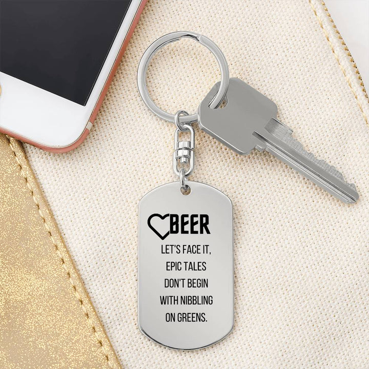 Beer Lover Funny and personalized key Chain. Engrave your message on the back!