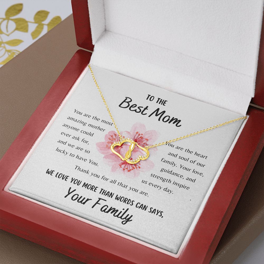 To the Best Mom - You are the most amazing mother - Gold and Diamonds Heart Necklace