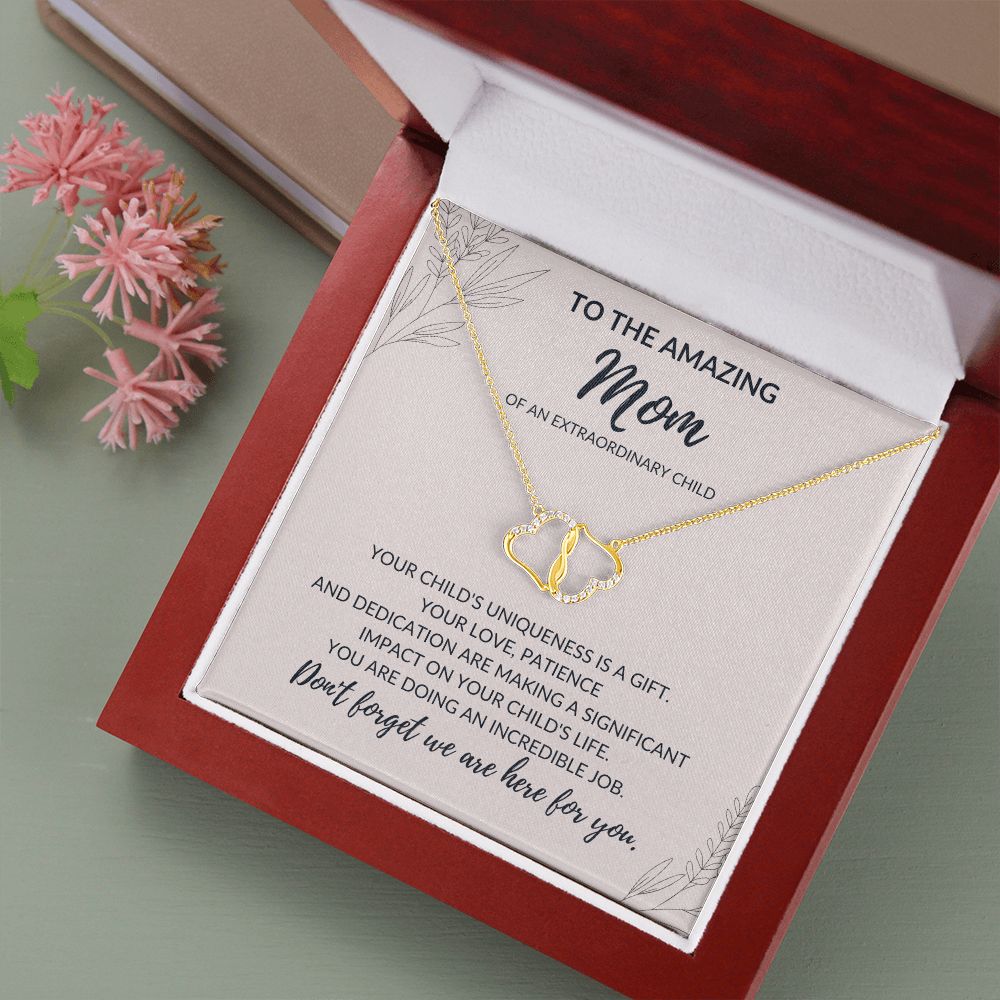 To the Amazing Mom of an Extraordinary Child (Adhd, autist, with disability) - Gold DIamonds hearts Necklace