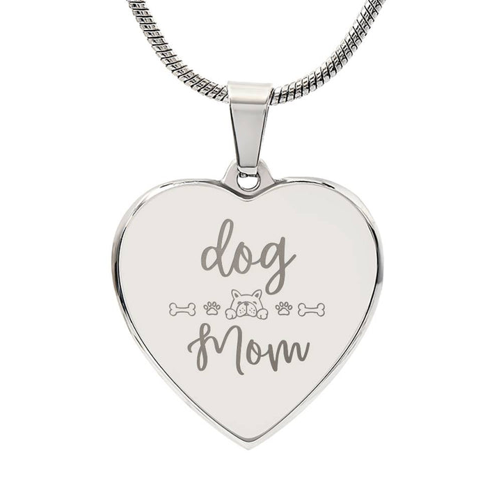 Dog Mom Paws Heart engraved Necklace