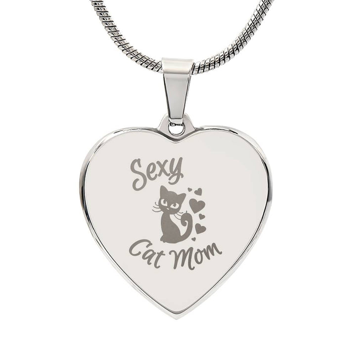 SEXY CAT MOM Heart Pendant Necklace - Personalize it!