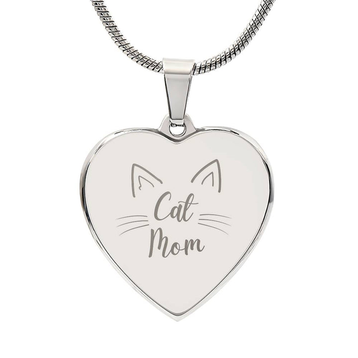 PURRFECT CAT MOM Engraved Heart Necklace