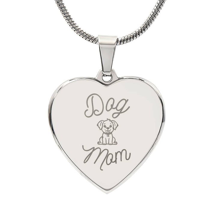 HEARTFELT DOG MOM Engraved Pendant Necklace