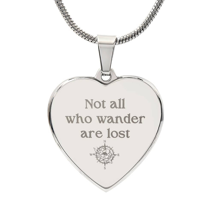WANDERER'S COMPASS Heart Pendant Necklace - Personalizable