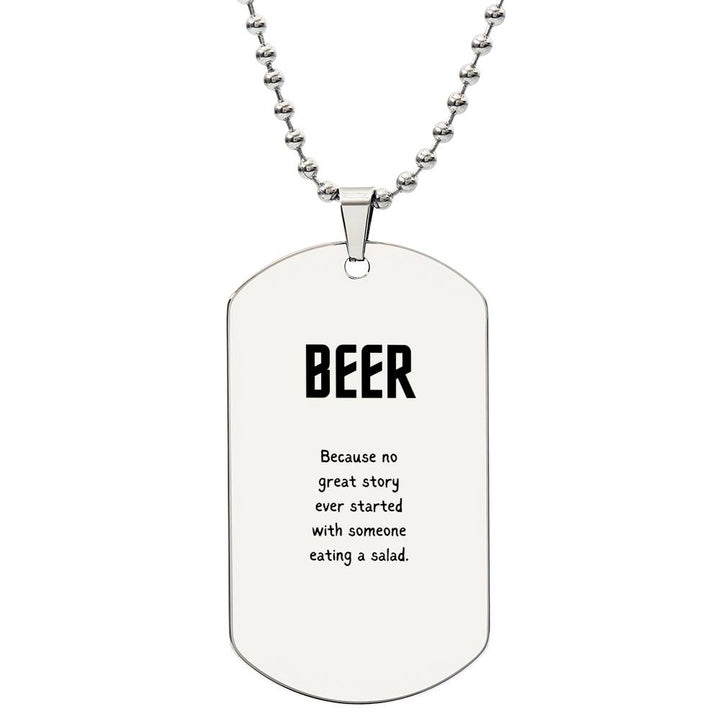 Beer Lover Dog Tag Necklace - Funny personalized gift : engrave your message on the back!