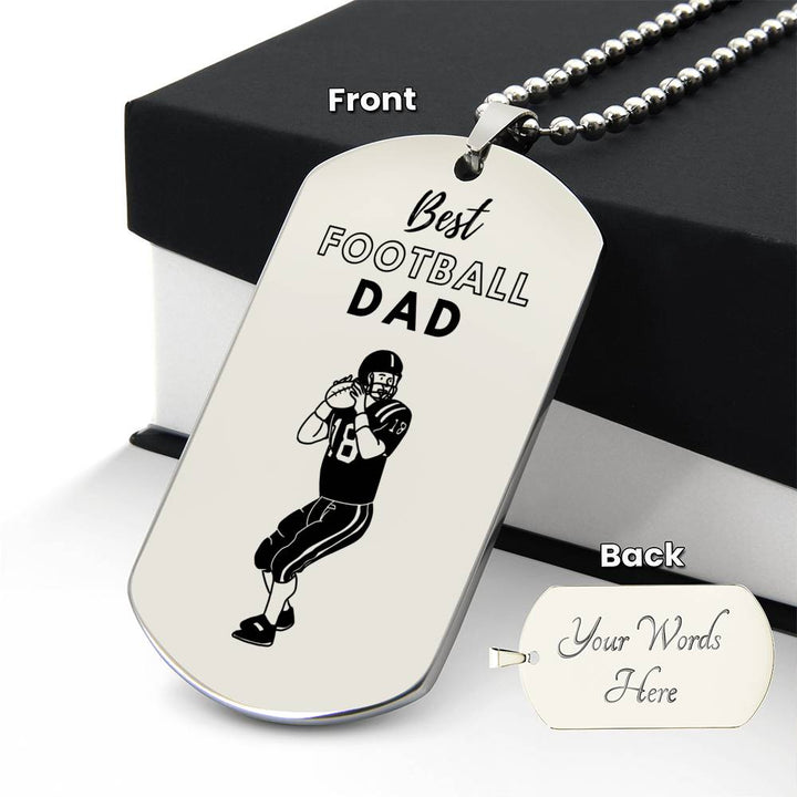 Best Football Dad Dog Tag Chain - Engrave your message on the back : ADD TO SHOPPING BAG TO CUSTOMISE!