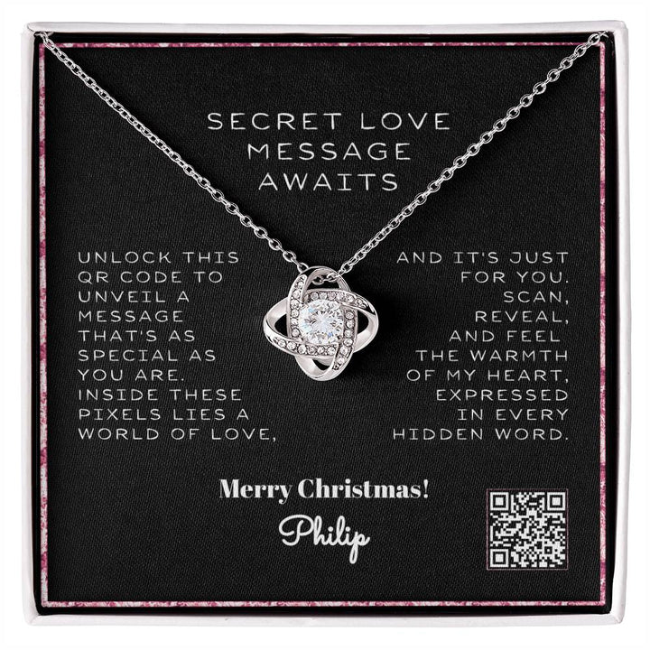 Unveil Love: The QR Message Love Knot Necklace
