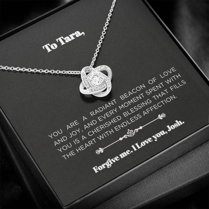 Personalizable message for daughter, wife or soulmate with love knot necklace
