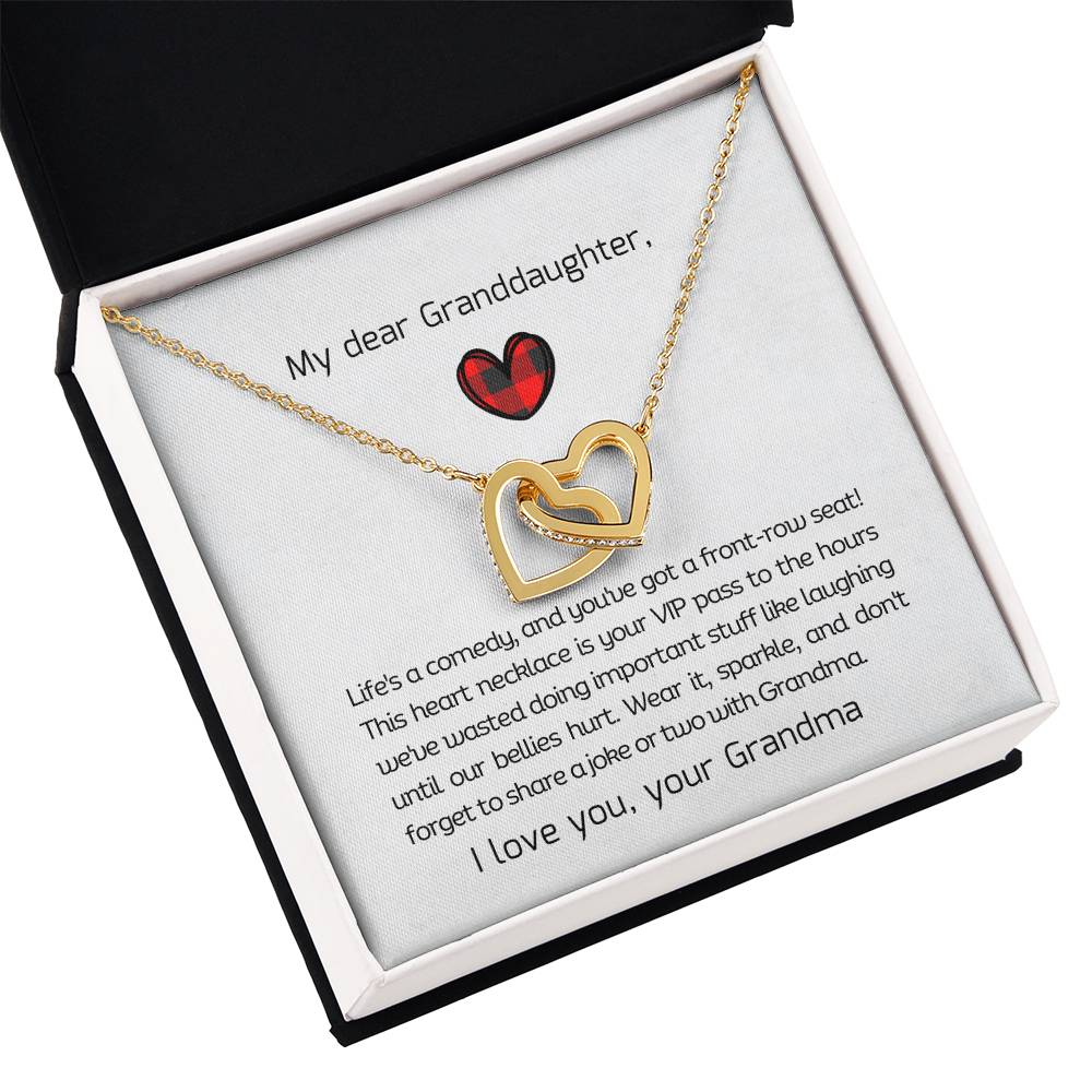 Grandma's Laughter Legacy: Interlocking Heart Necklace for Granddaughter