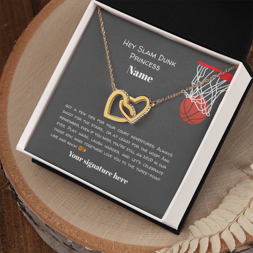 Eternal Basketball Bond Interlocking Hearts Necklace