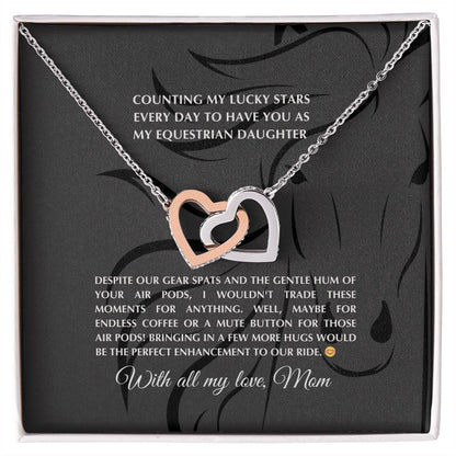 Hoofbeats of Love: Interlocking Hearts Necklace for Your Equestrian Daughter