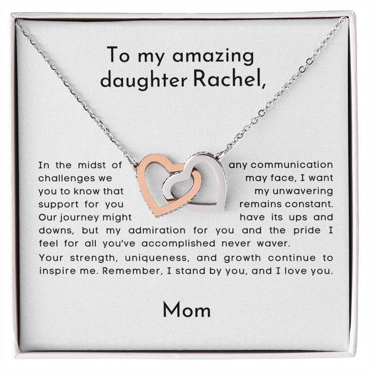 Daughter Hearts necklace from Mom, with personalized card