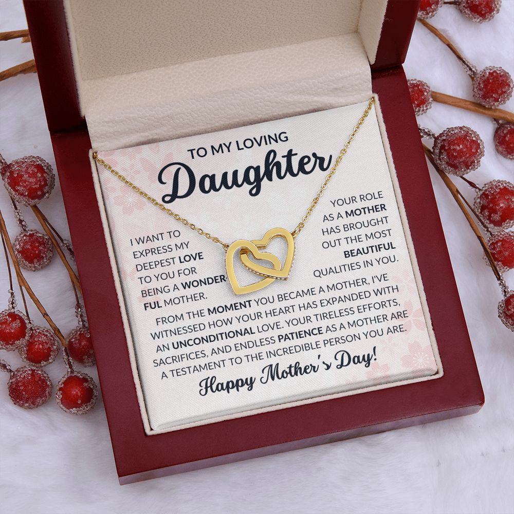 To my Loving Daughter - Happy Mother's Day Heart Necklace with message card